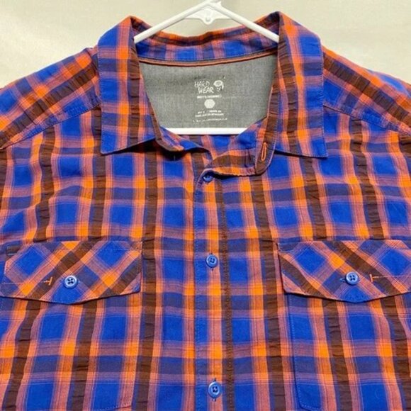 Mountain Hard Wear Button Up Men's XL Blue Red Plaid Cotton Blend Casual Shirt - Picture 11 of 11